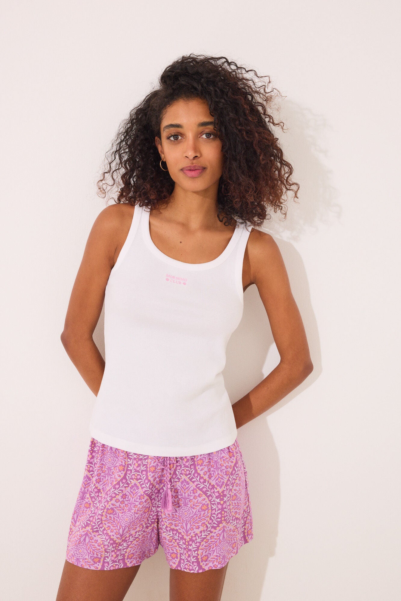 White ribbed vest top