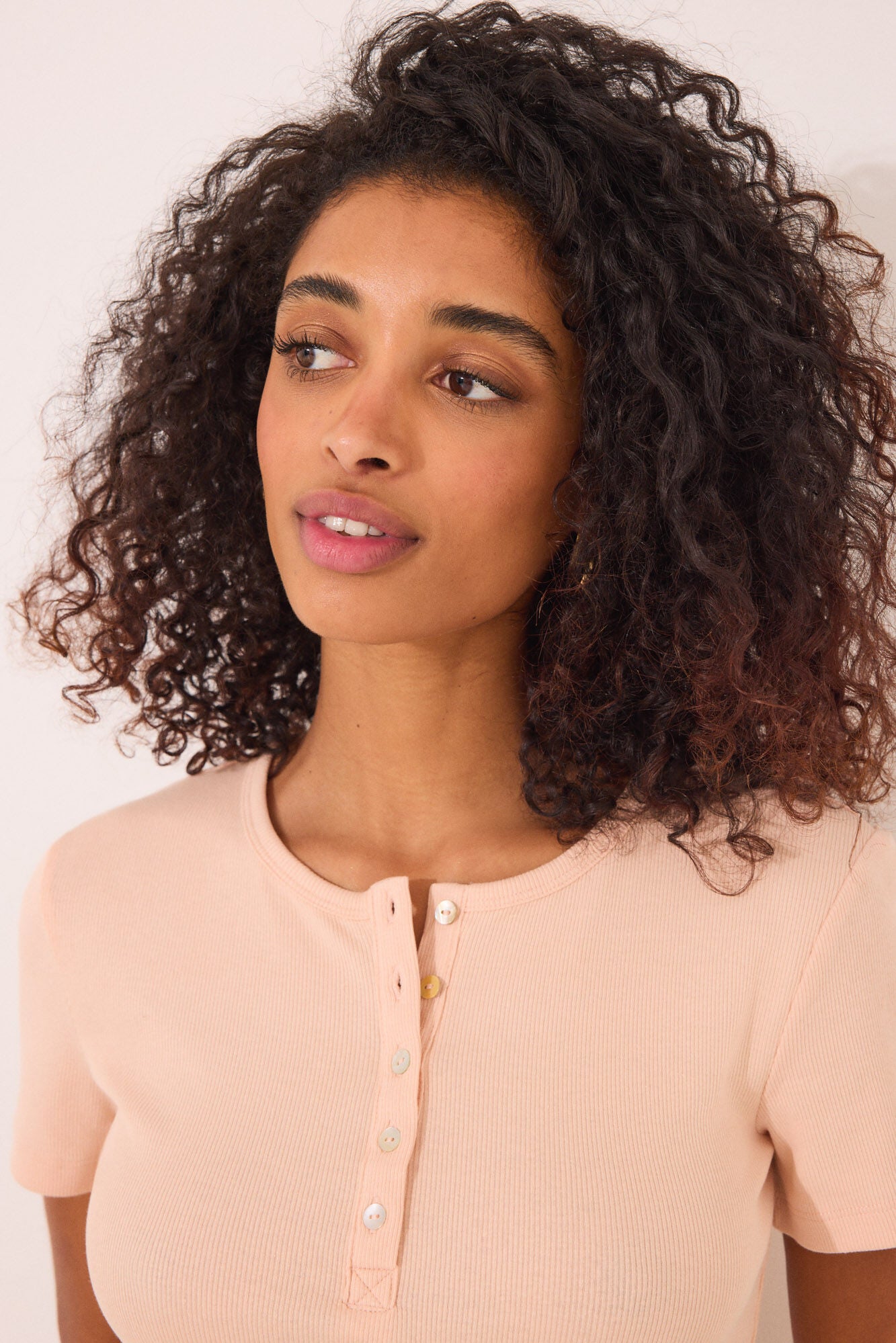 Orange ribbed short sleeve T-shirt