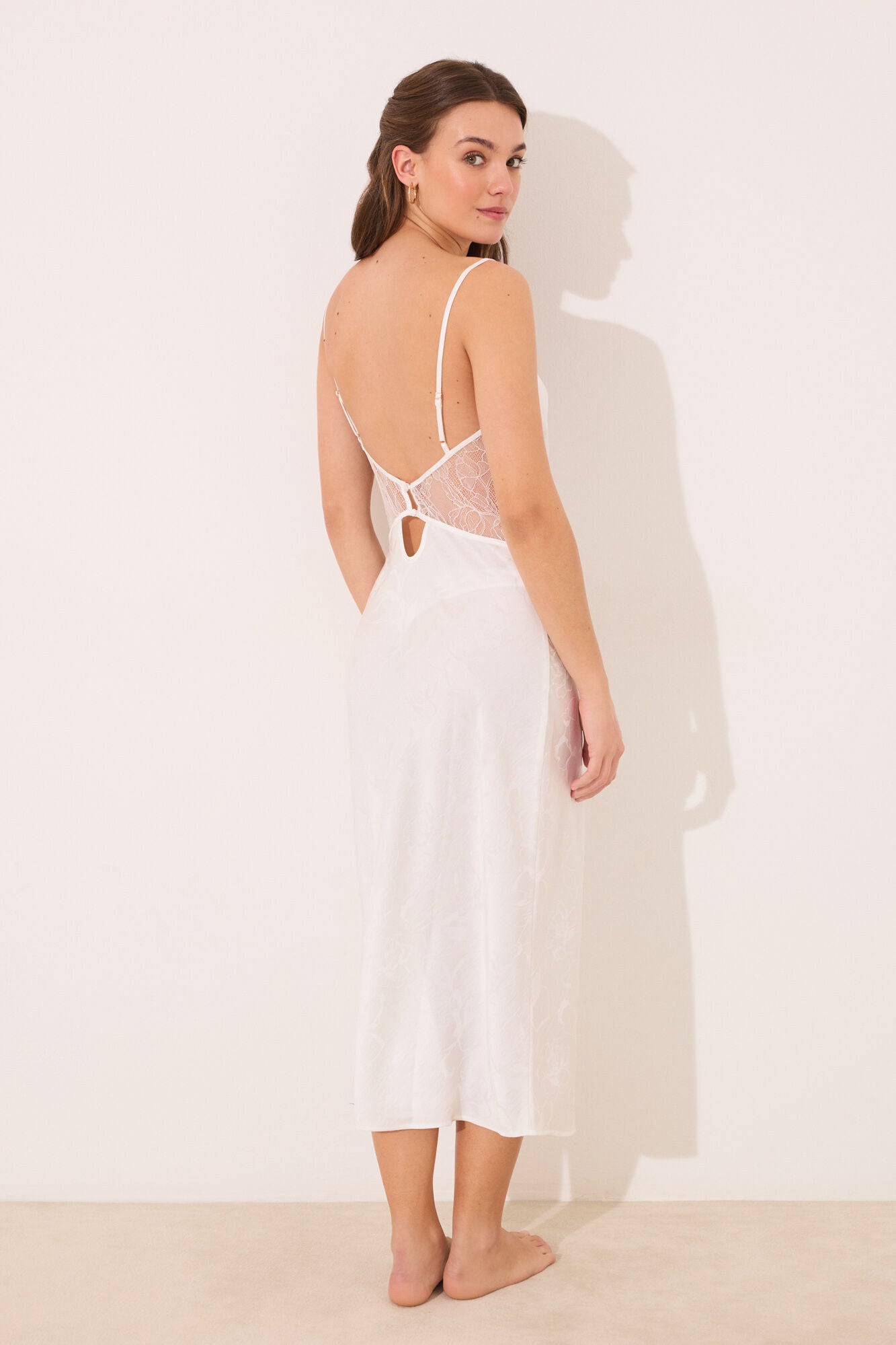 White satin midi nightgown