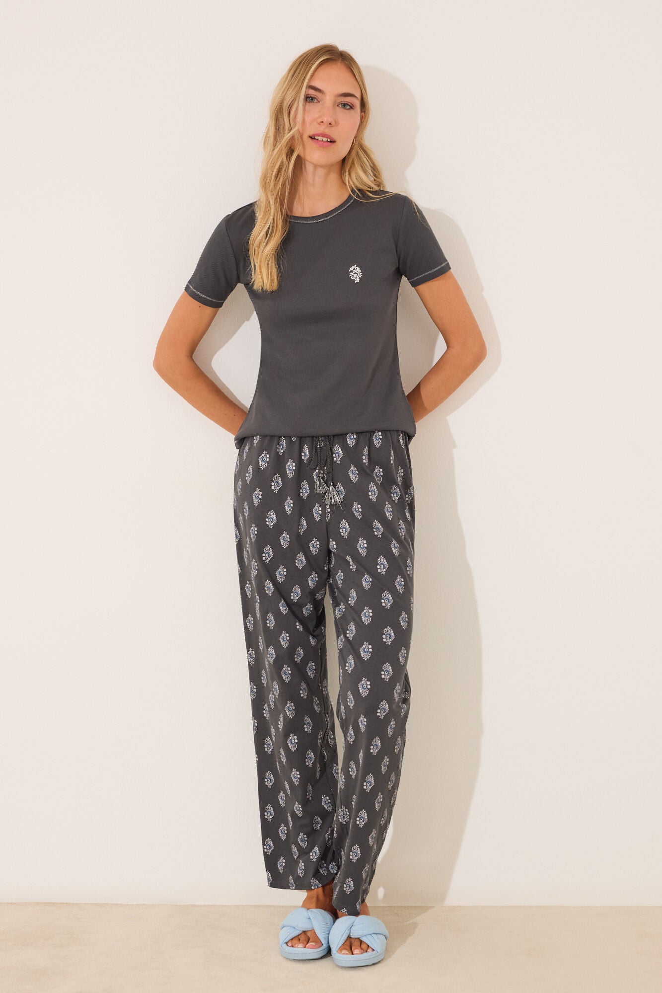 Paisley cotton long pyjamas