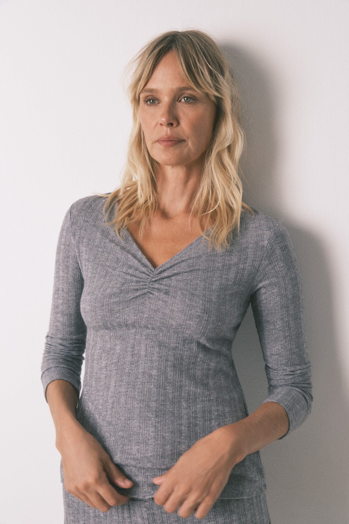 Long gray knit pajamas