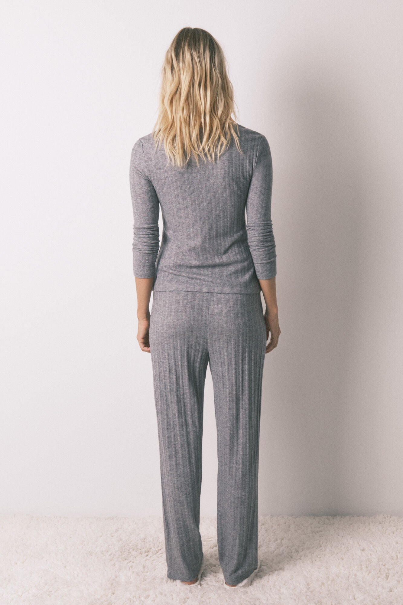 Long gray knit pajamas