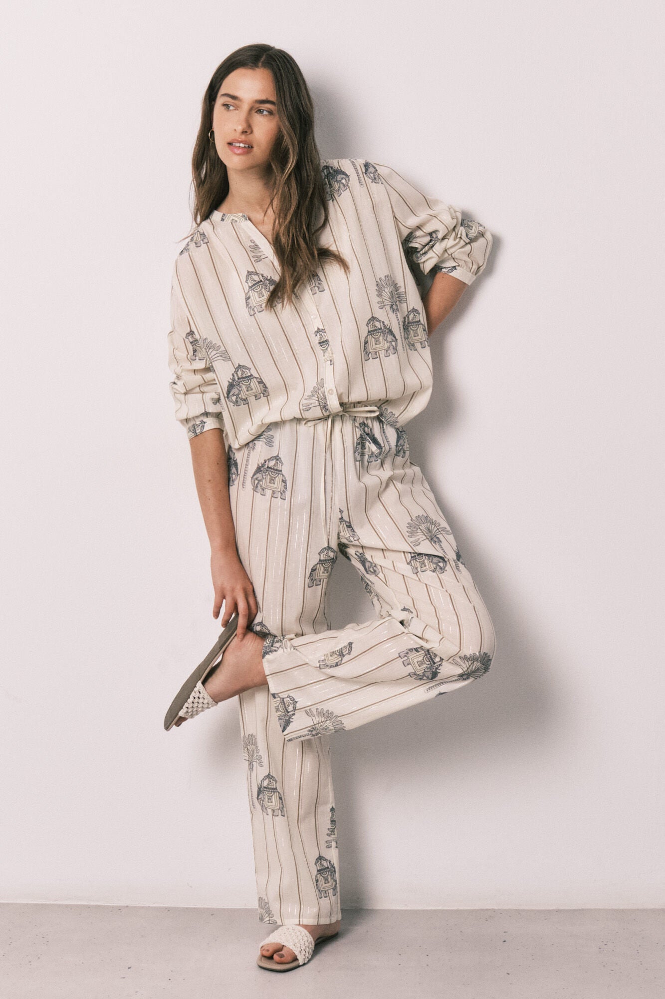 Long printed cotton pajamas