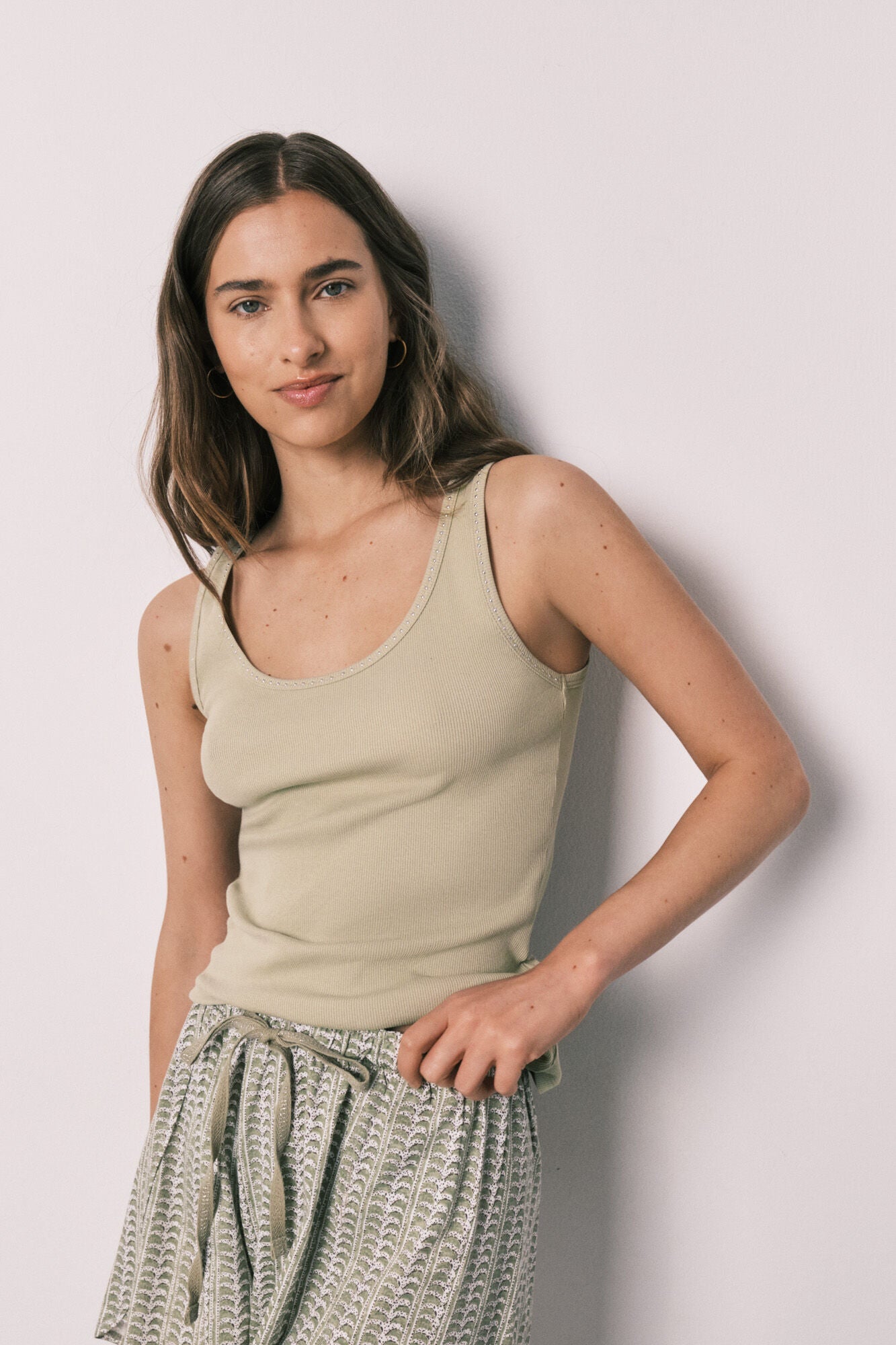 Green cotton short pajamas