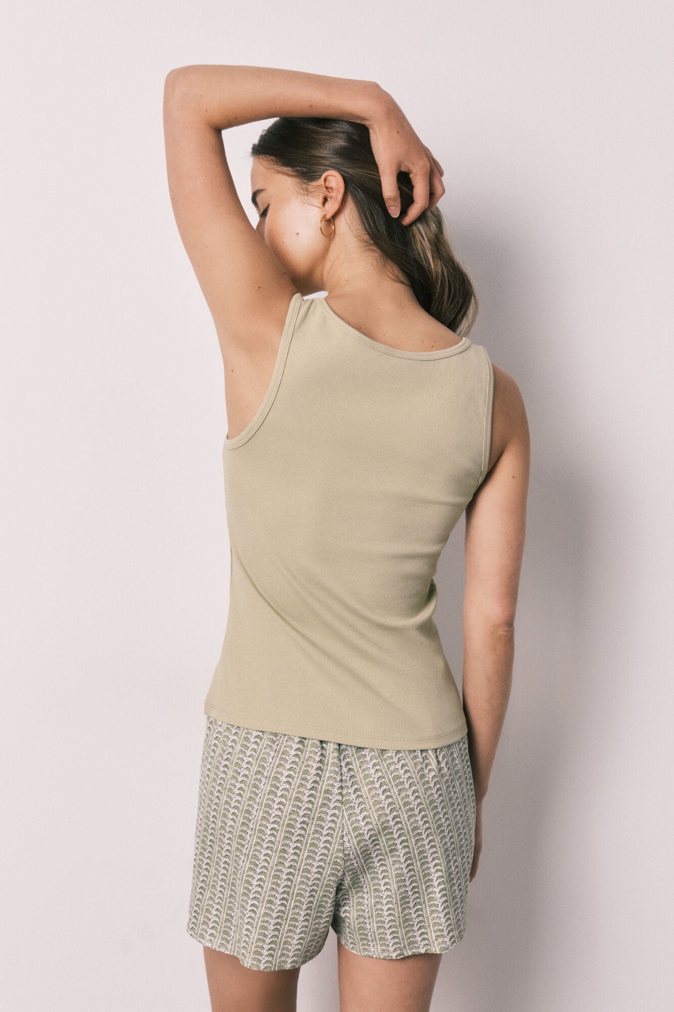 Green cotton short pajamas