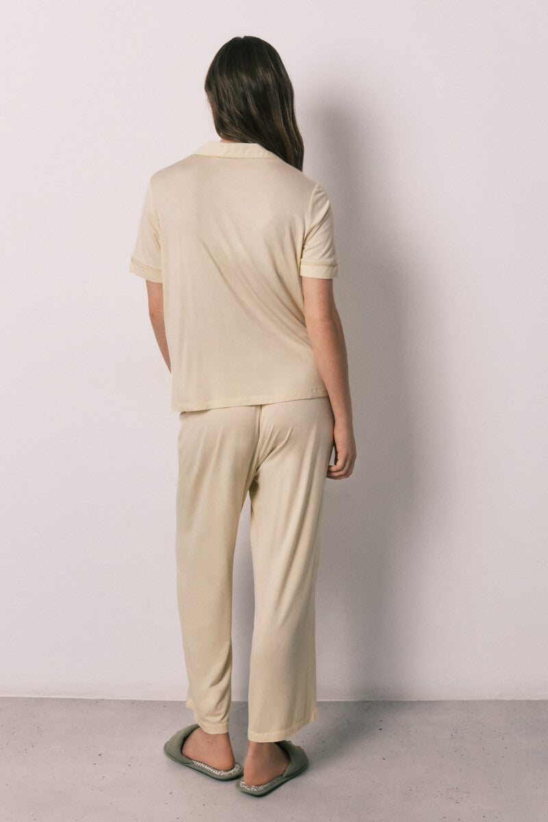 Yellow long shirt-style pajamas