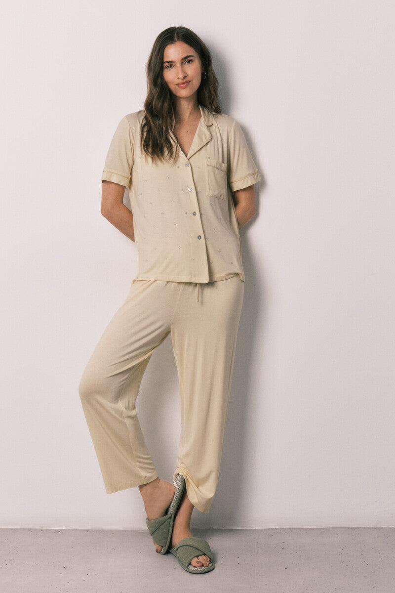 Yellow long shirt-style pajamas