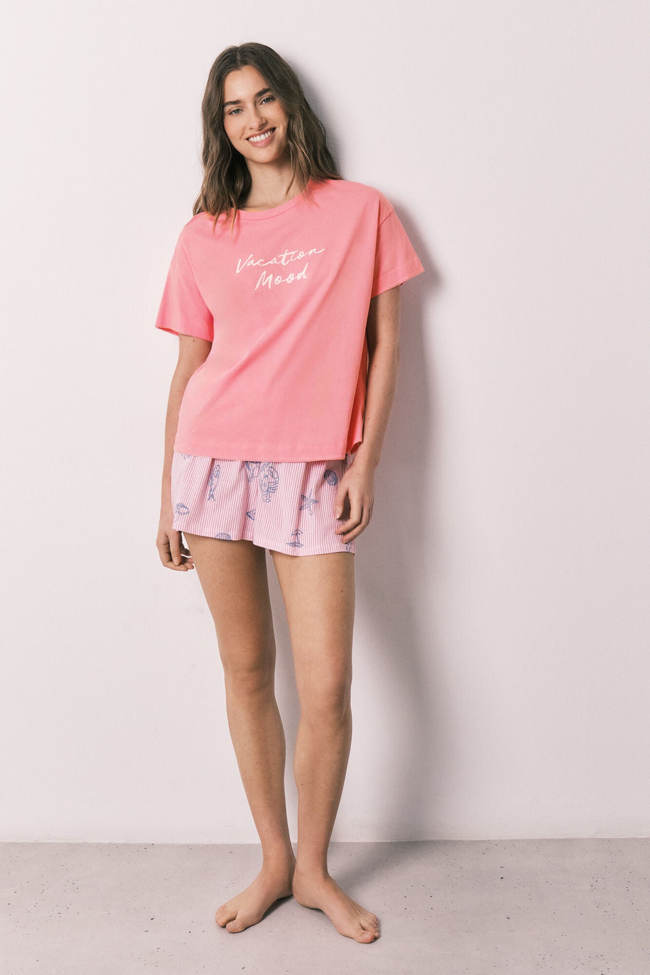 Pink cotton short pyjamas