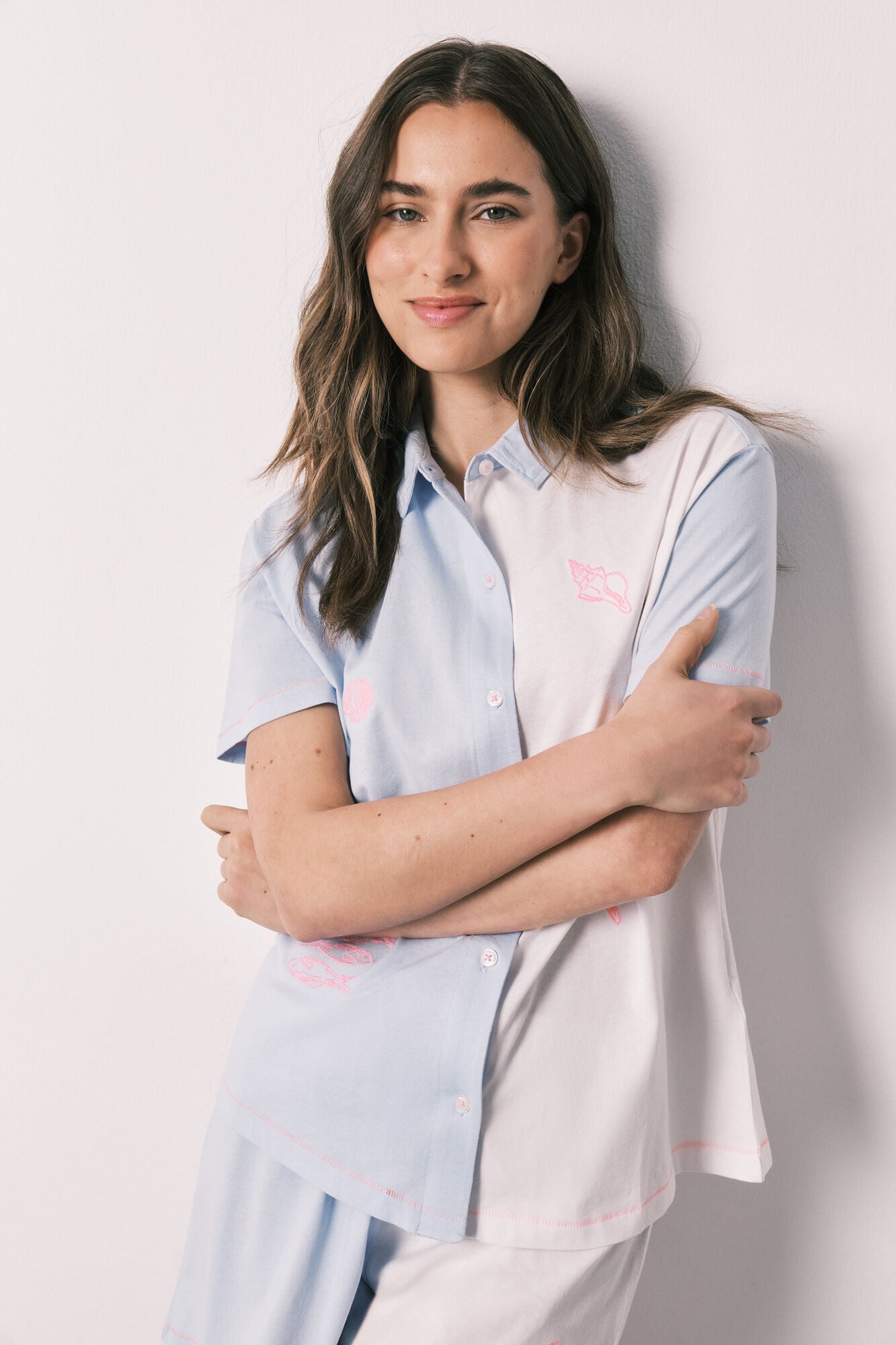 Cotton short classic pyjamas with knot