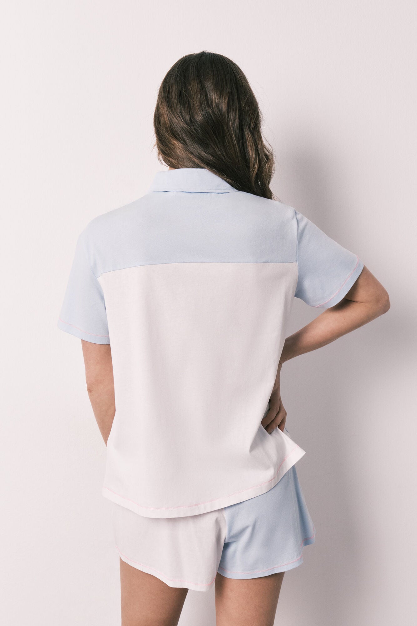 Cotton short classic pyjamas with knot