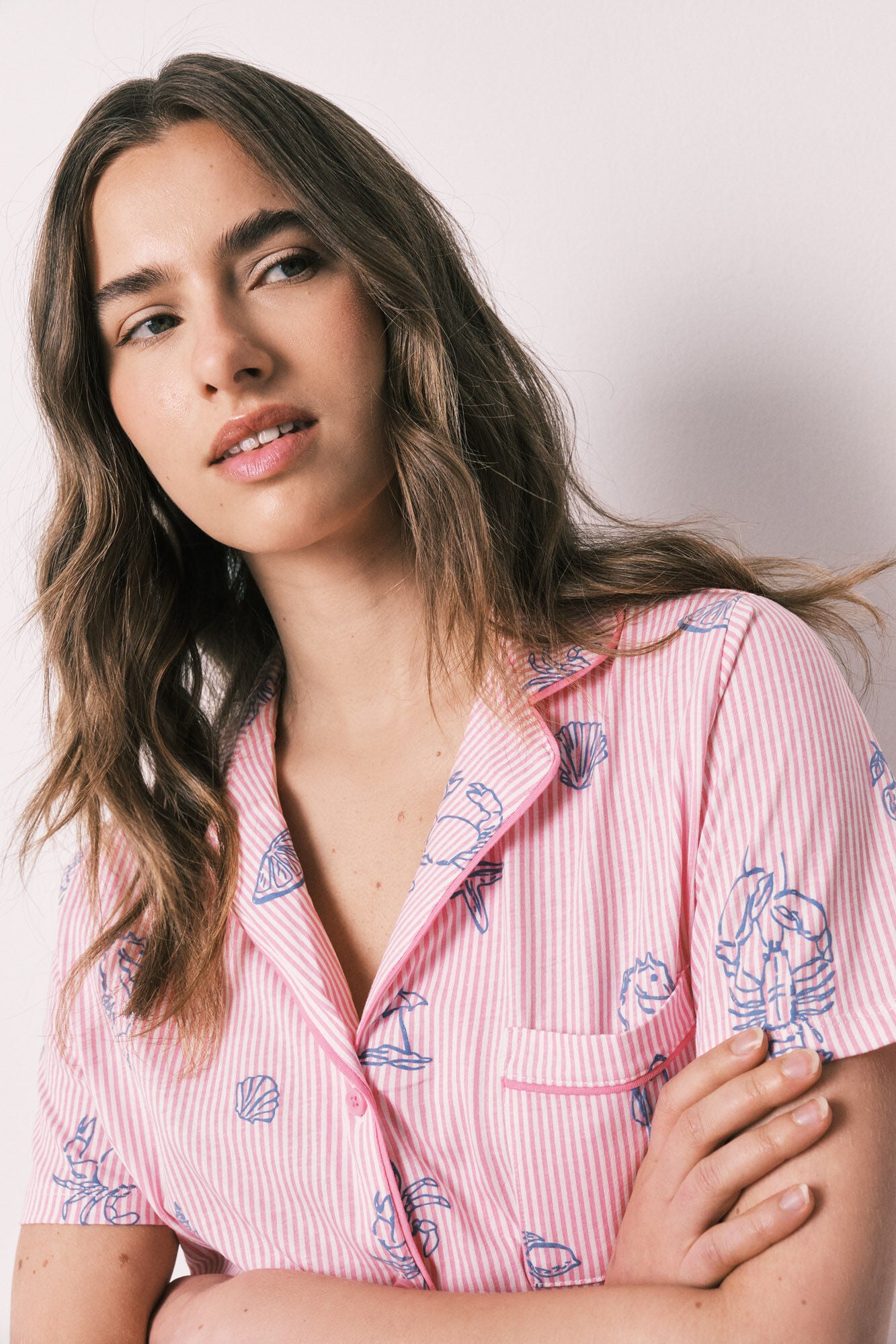 Pink striped cotton classic pyjamas
