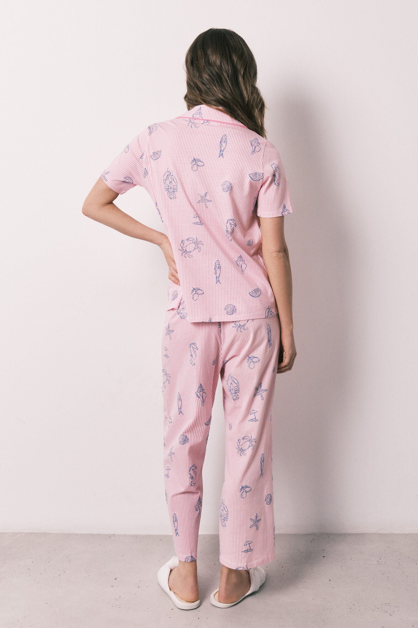 Pink striped cotton classic pyjamas