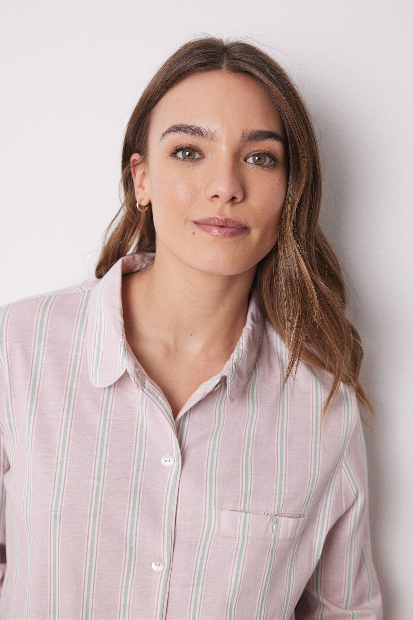 Long shirt pajamas 100% cotton striped