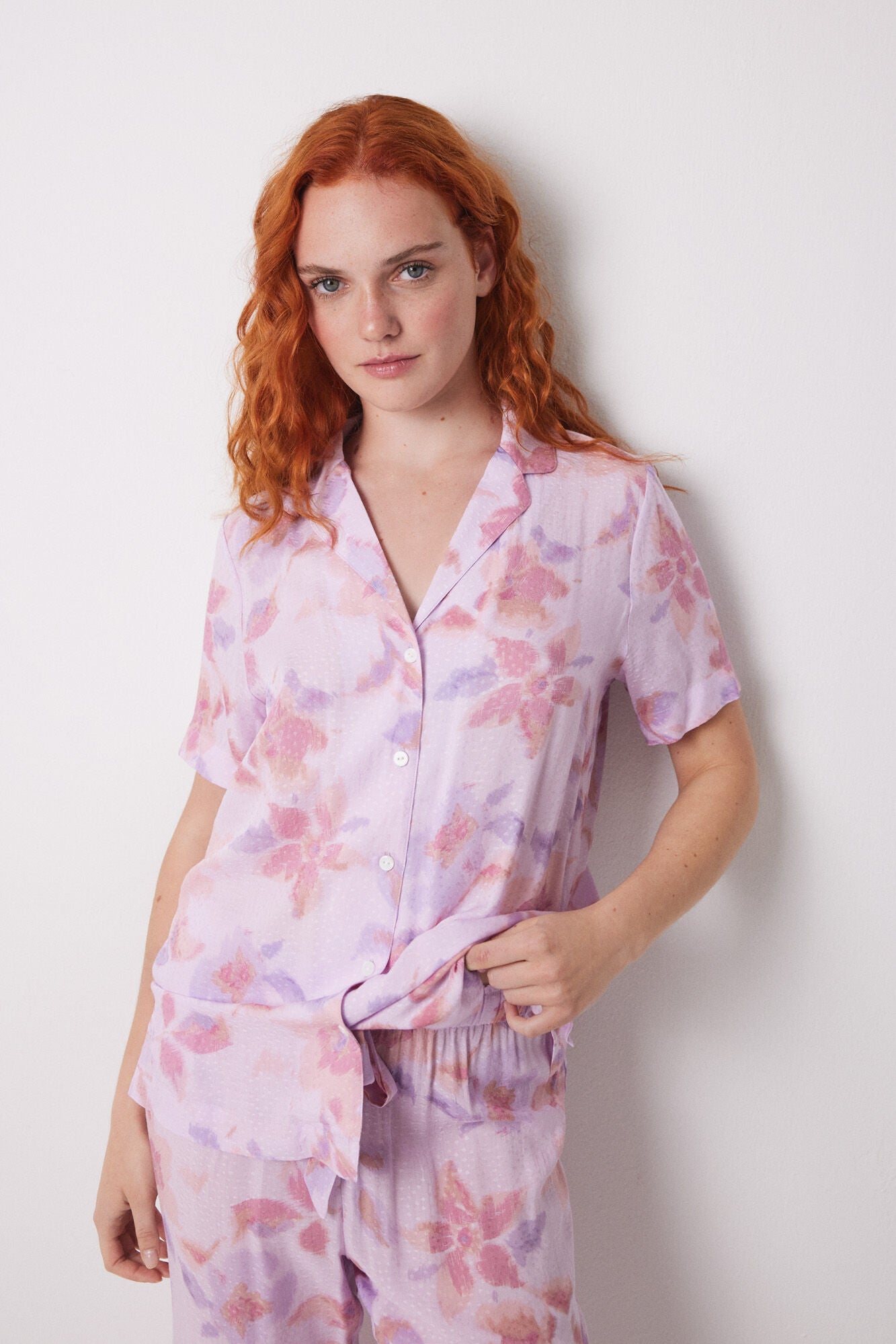 Capri viscose floral shirt pajamas