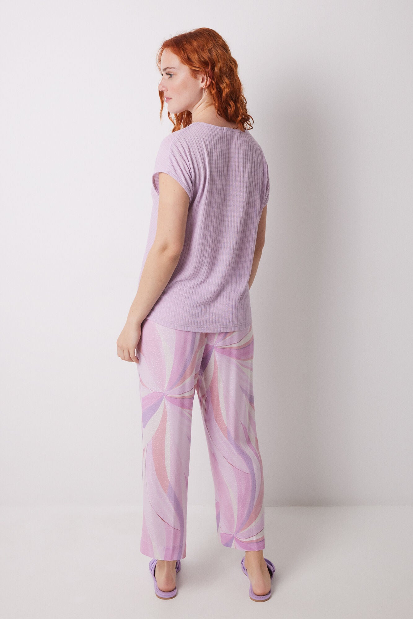 Lilac geometric print Capri pajamas