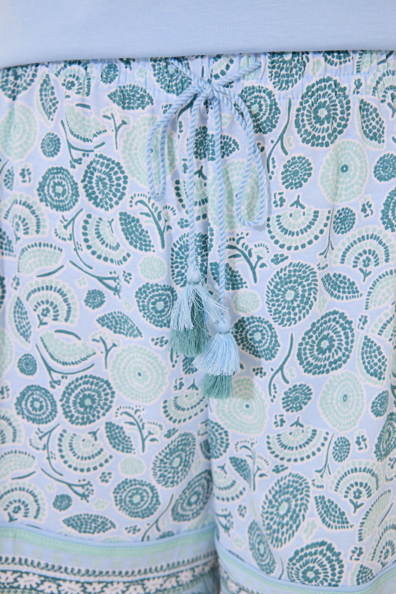Short pyjamas 100% cotton blue flowers