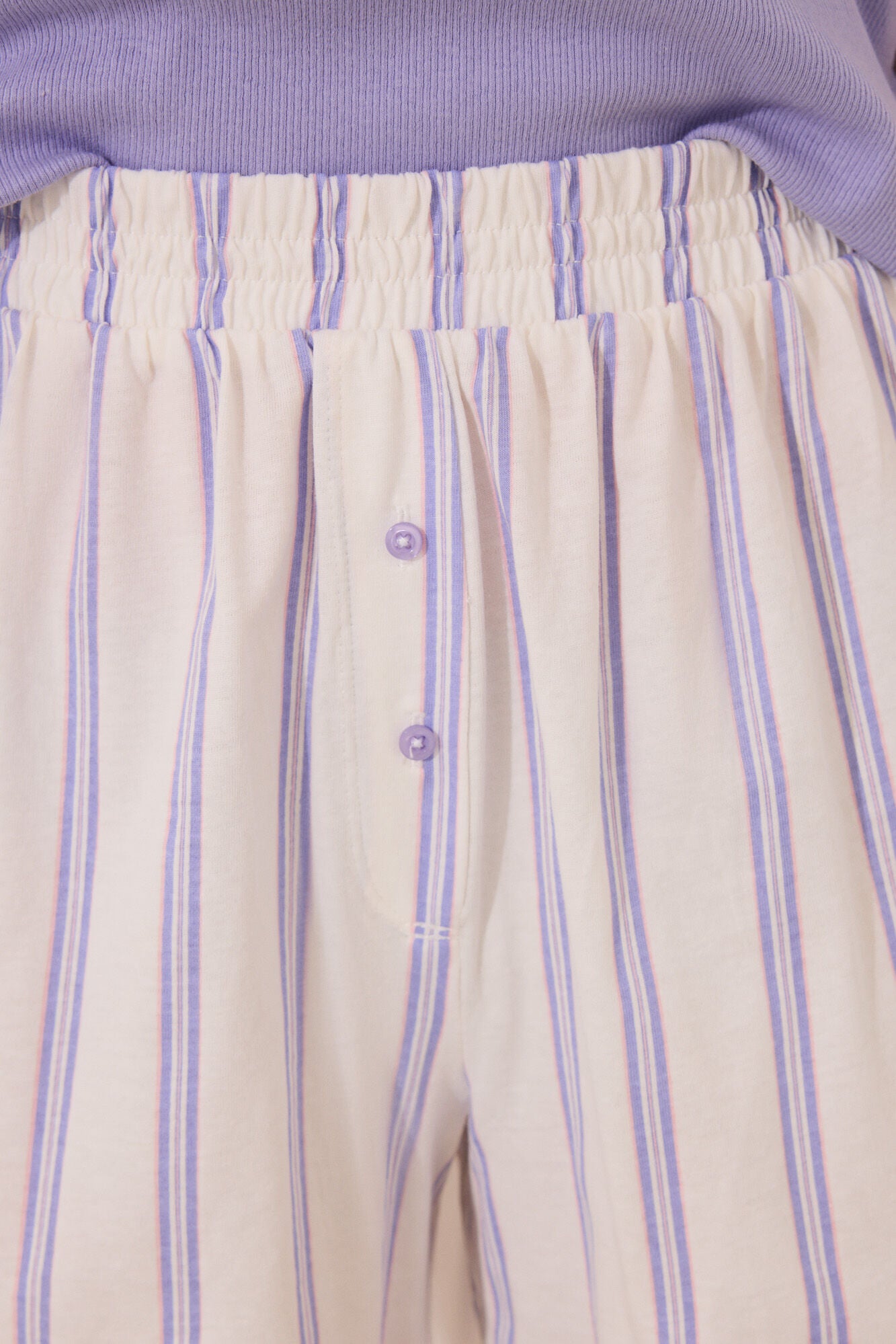 Short lilac striped cotton short pyjamas