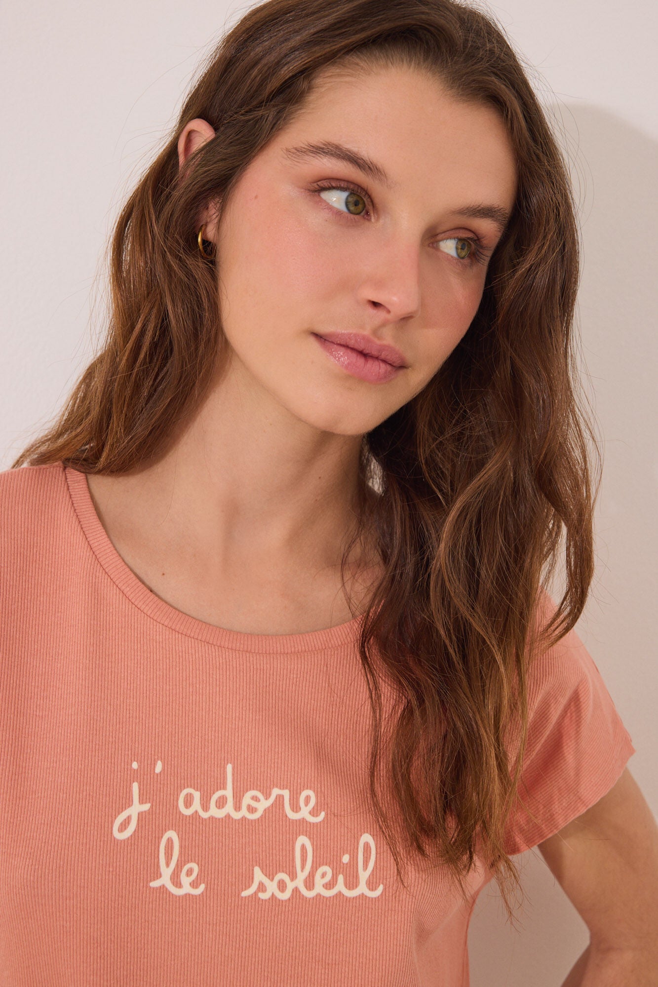 Orange cotton short pyjamas with leaves