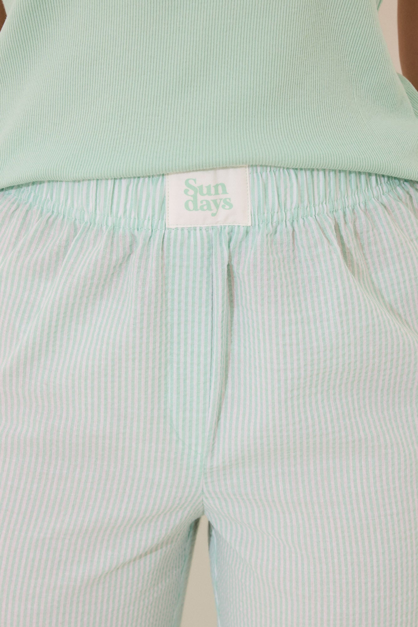 Green cotton short sleeve sleeved pyjamas