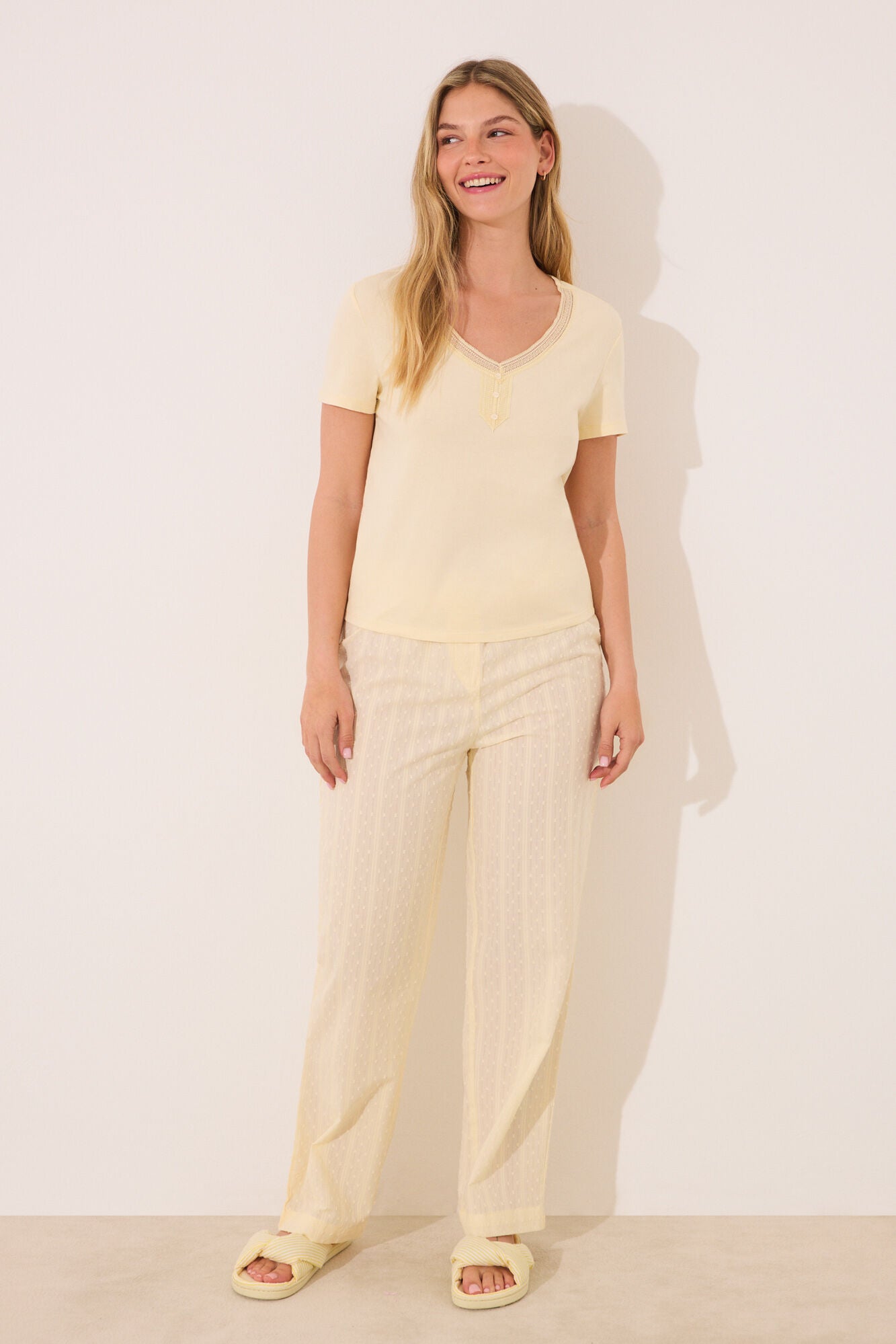 Yellow cotton short sleeve pyjamas