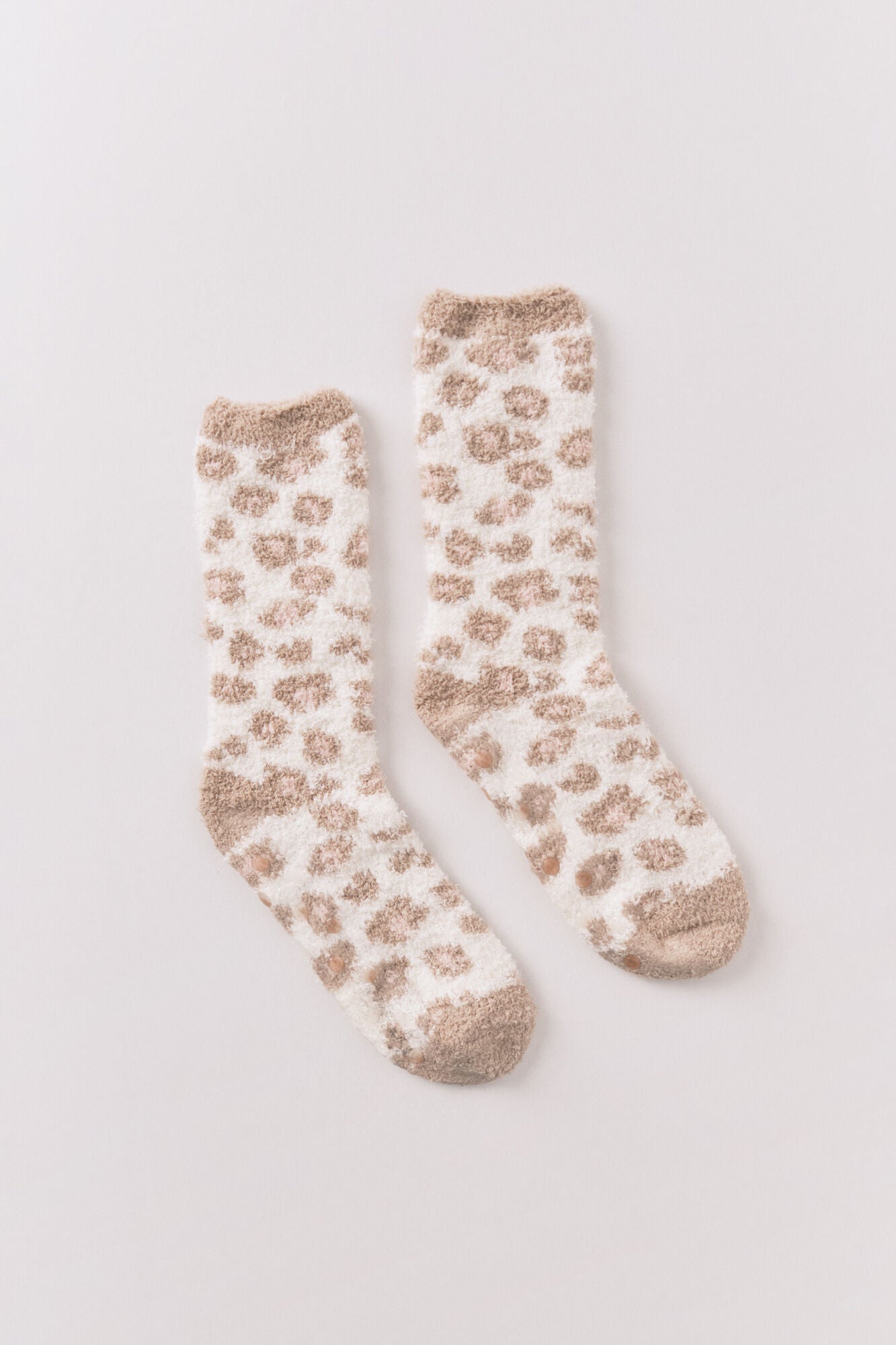 Brown leopard print long fur socks