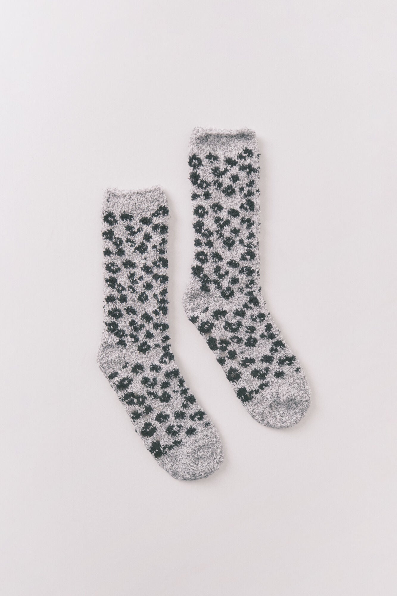 Long gray leopard print fur socks