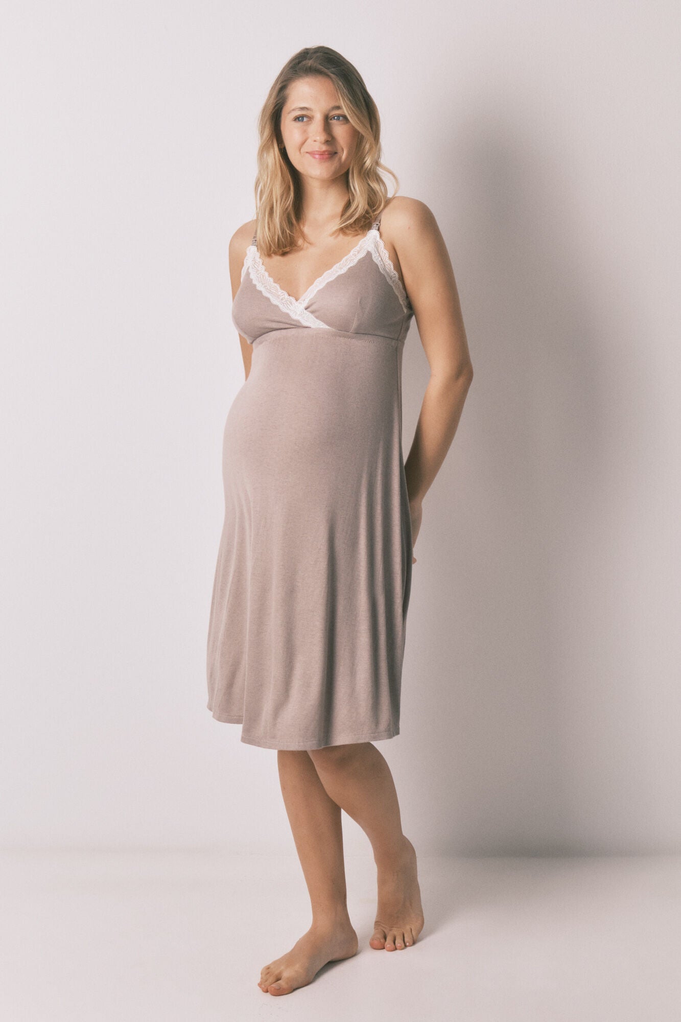 Lace straps "maternity" nightgown