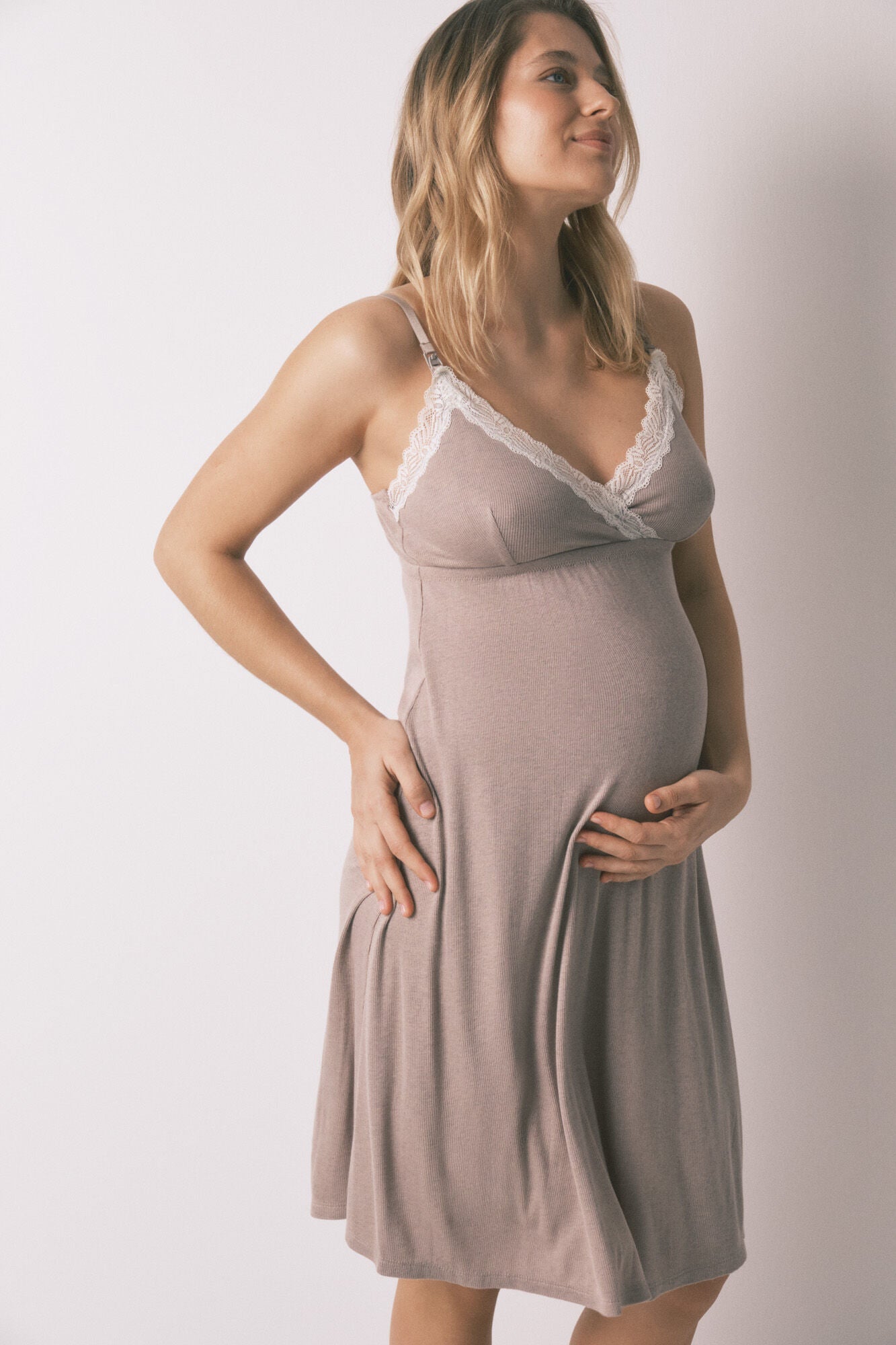 Lace straps "maternity" nightgown
