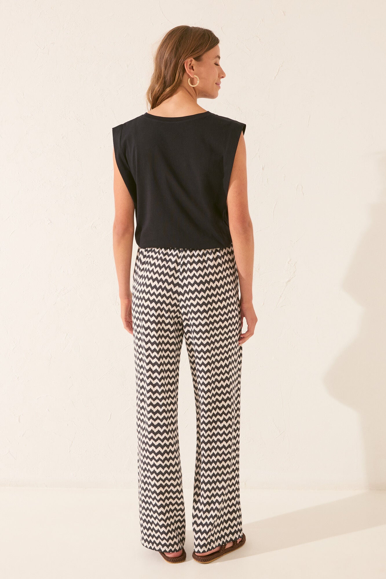 Long viscose print trouser
