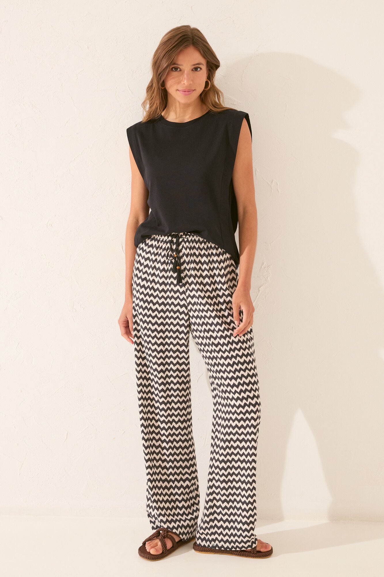 Long viscose print trouser