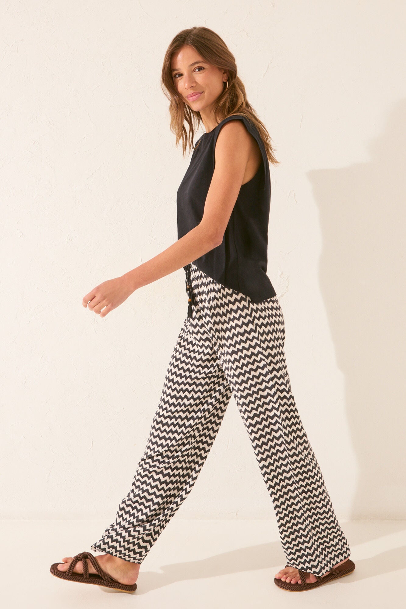 Long viscose print trouser