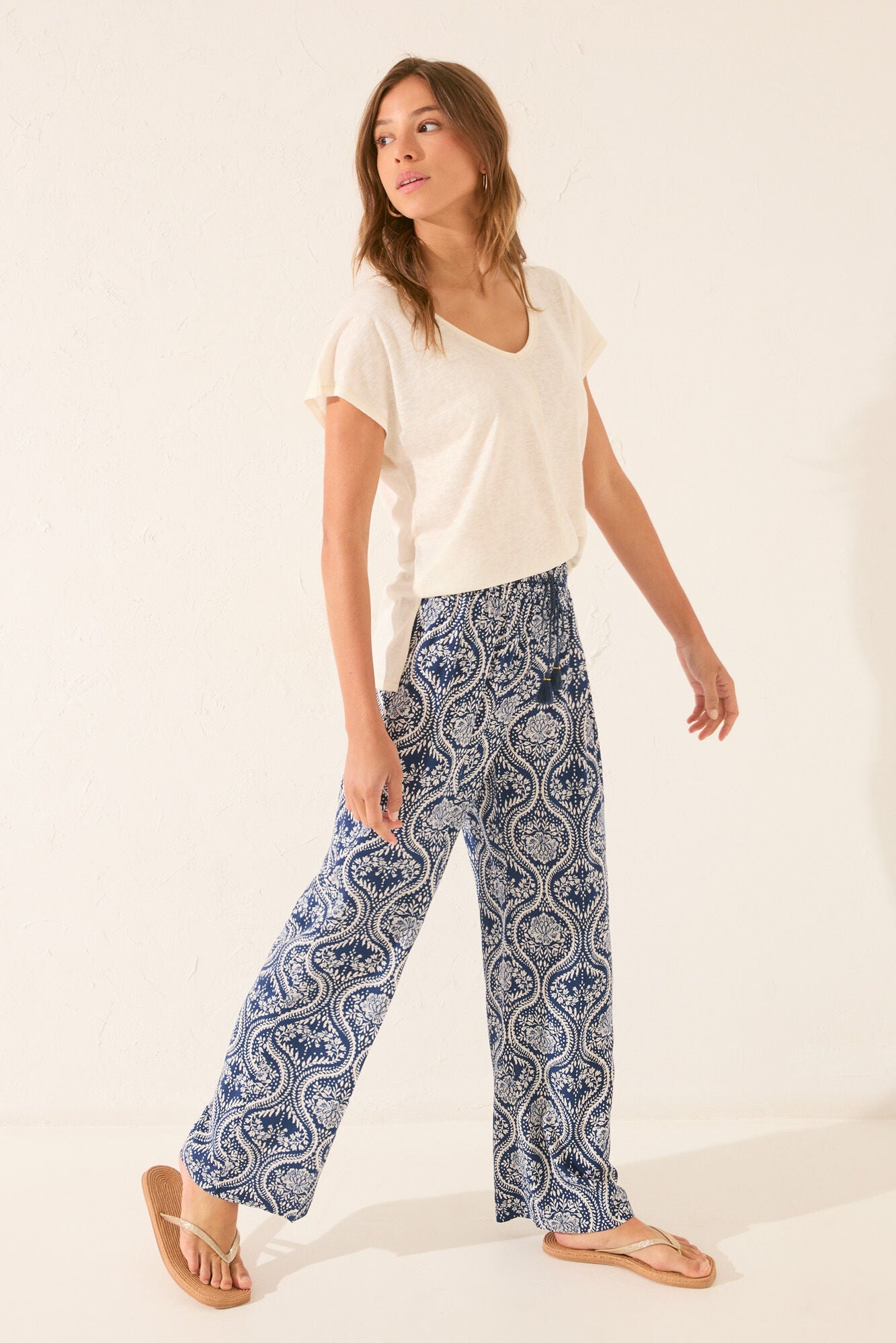Long allover print trouser