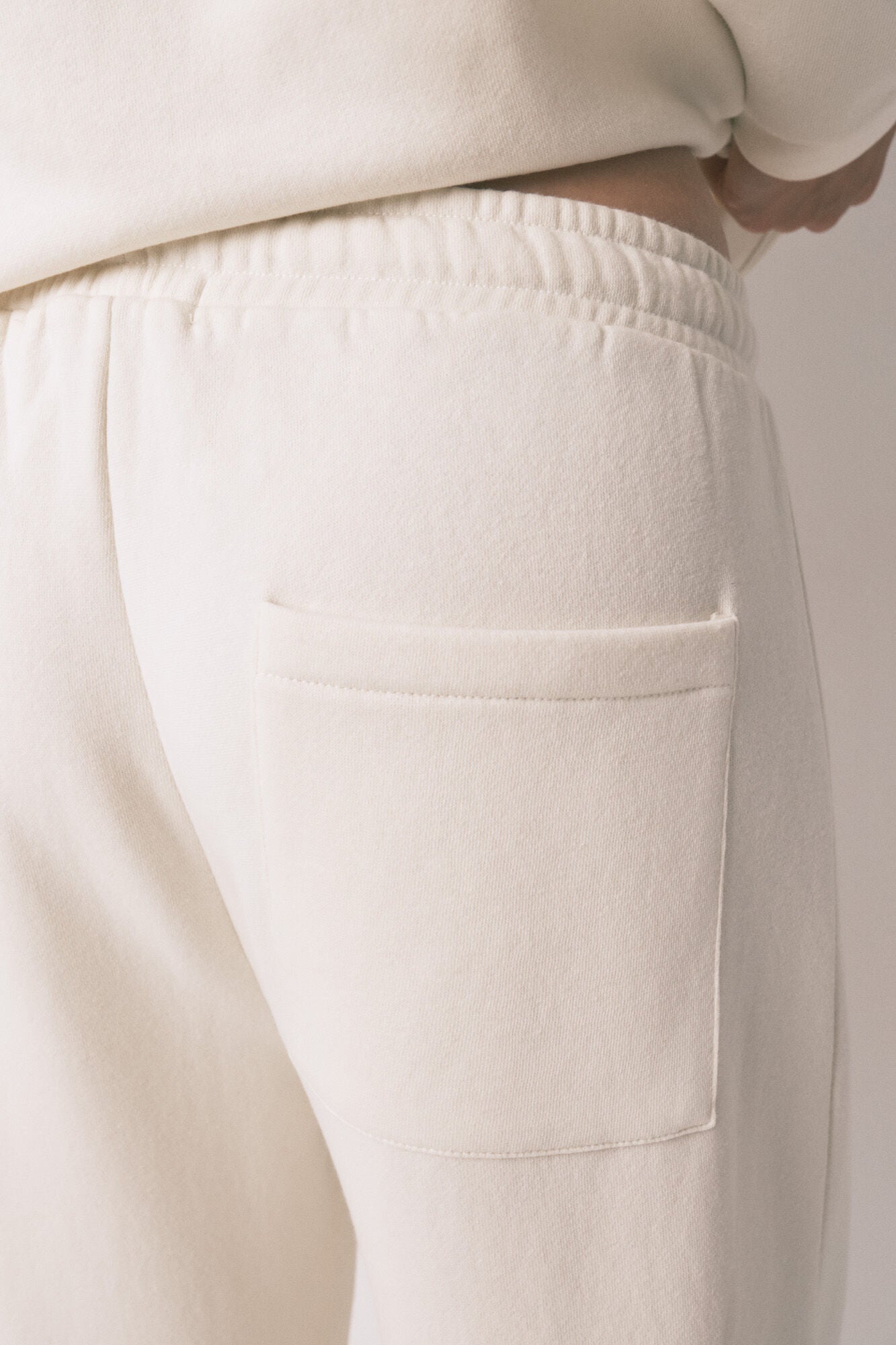 White fine terry cloth long trousers