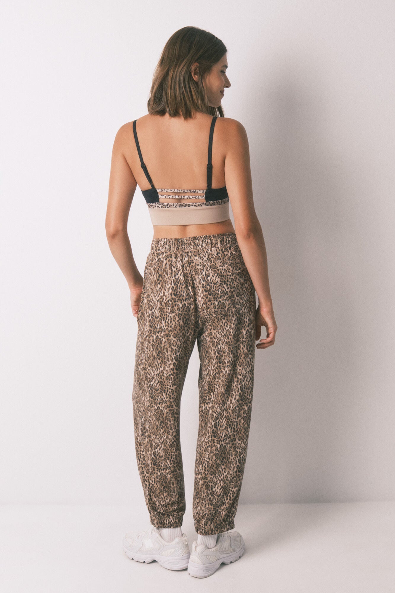 Carrot animal print brown long trousers