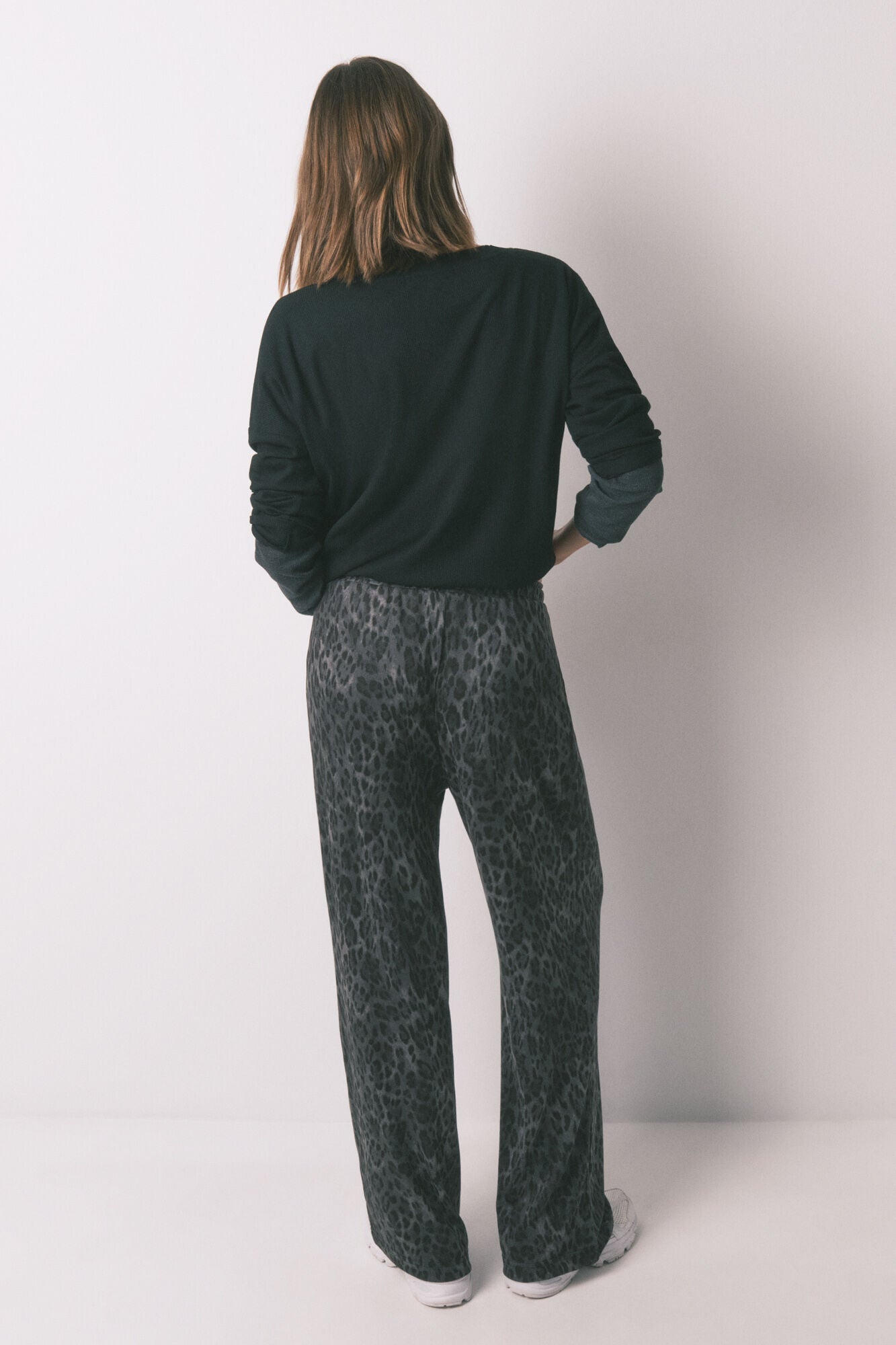 Grey animal print trousers