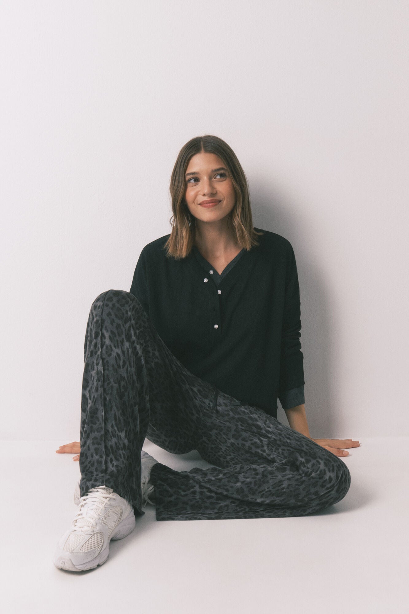 Grey animal print trousers