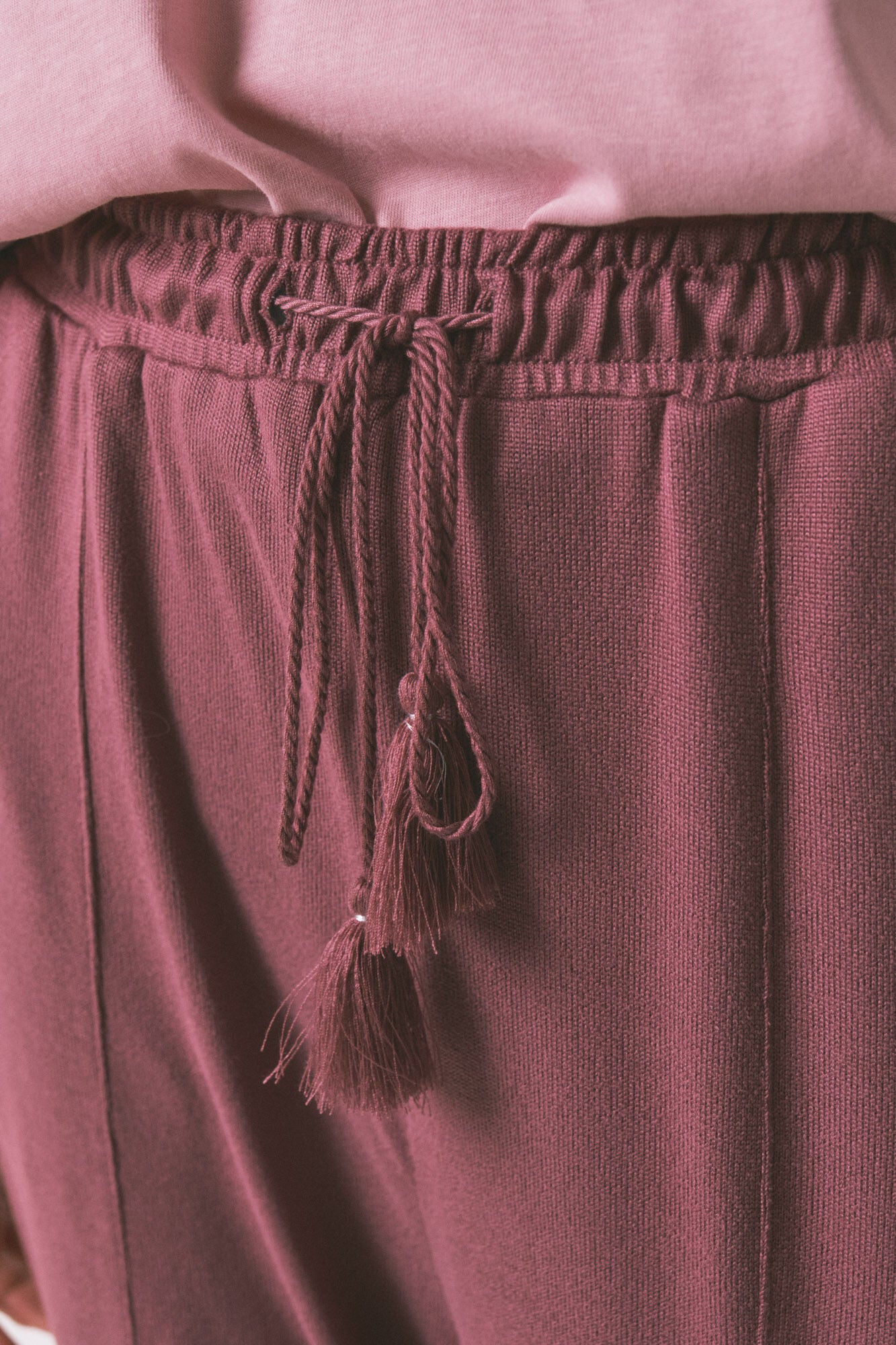 Long soft knit maroon trousers