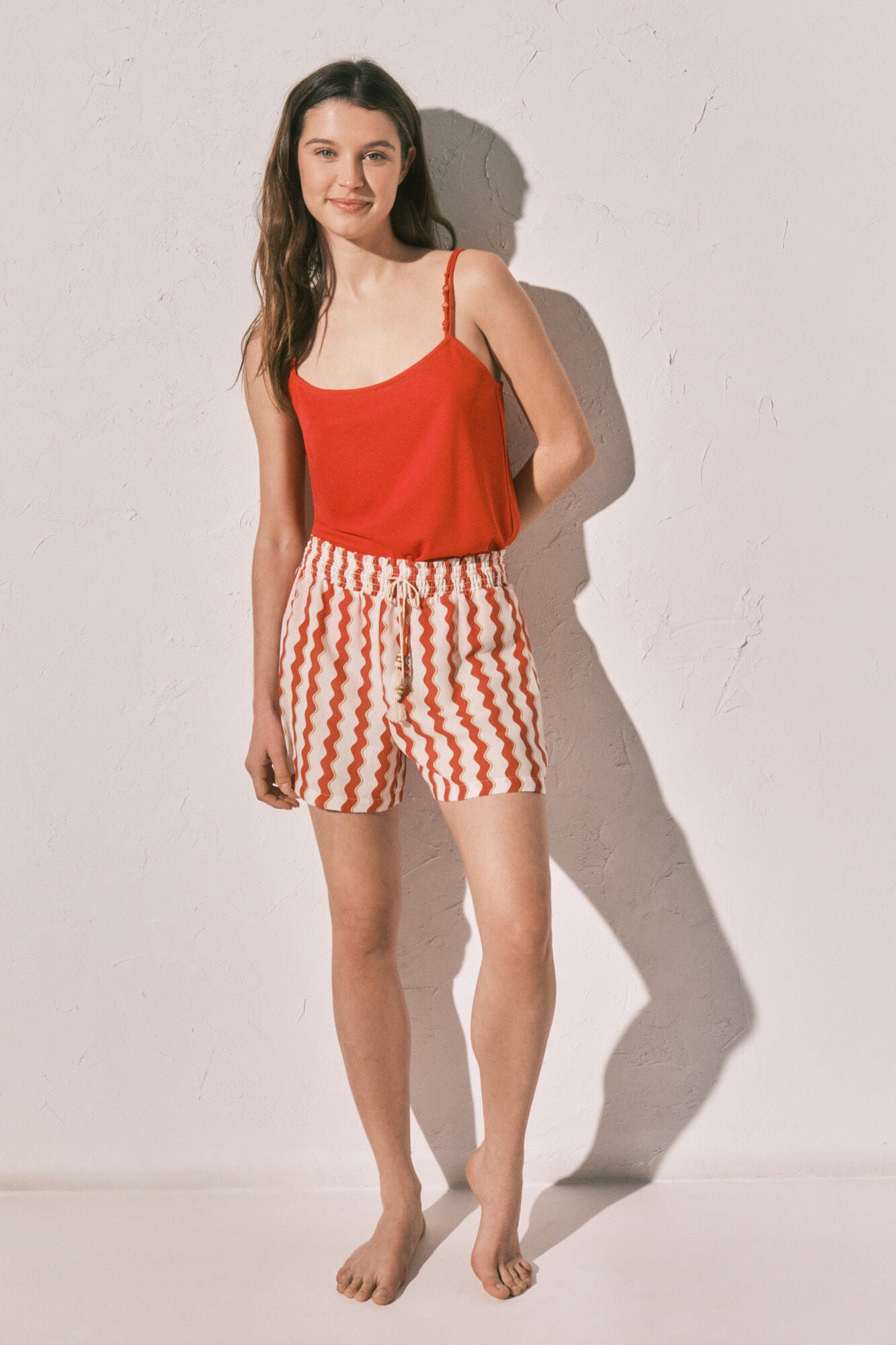 Red patterned shorts
