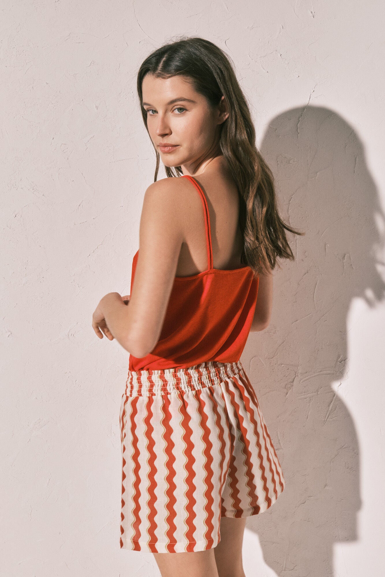 Red patterned shorts