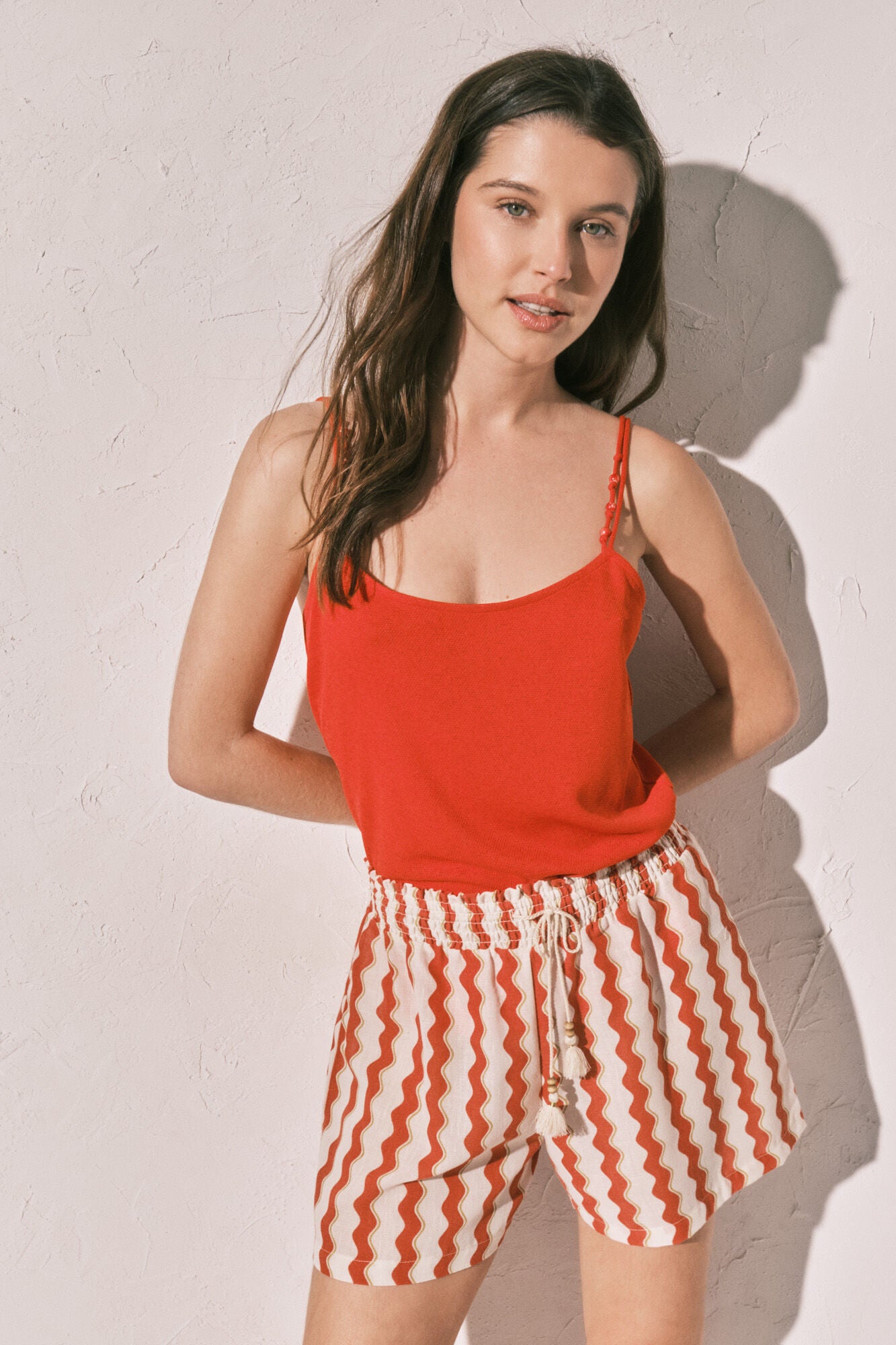 Red patterned shorts
