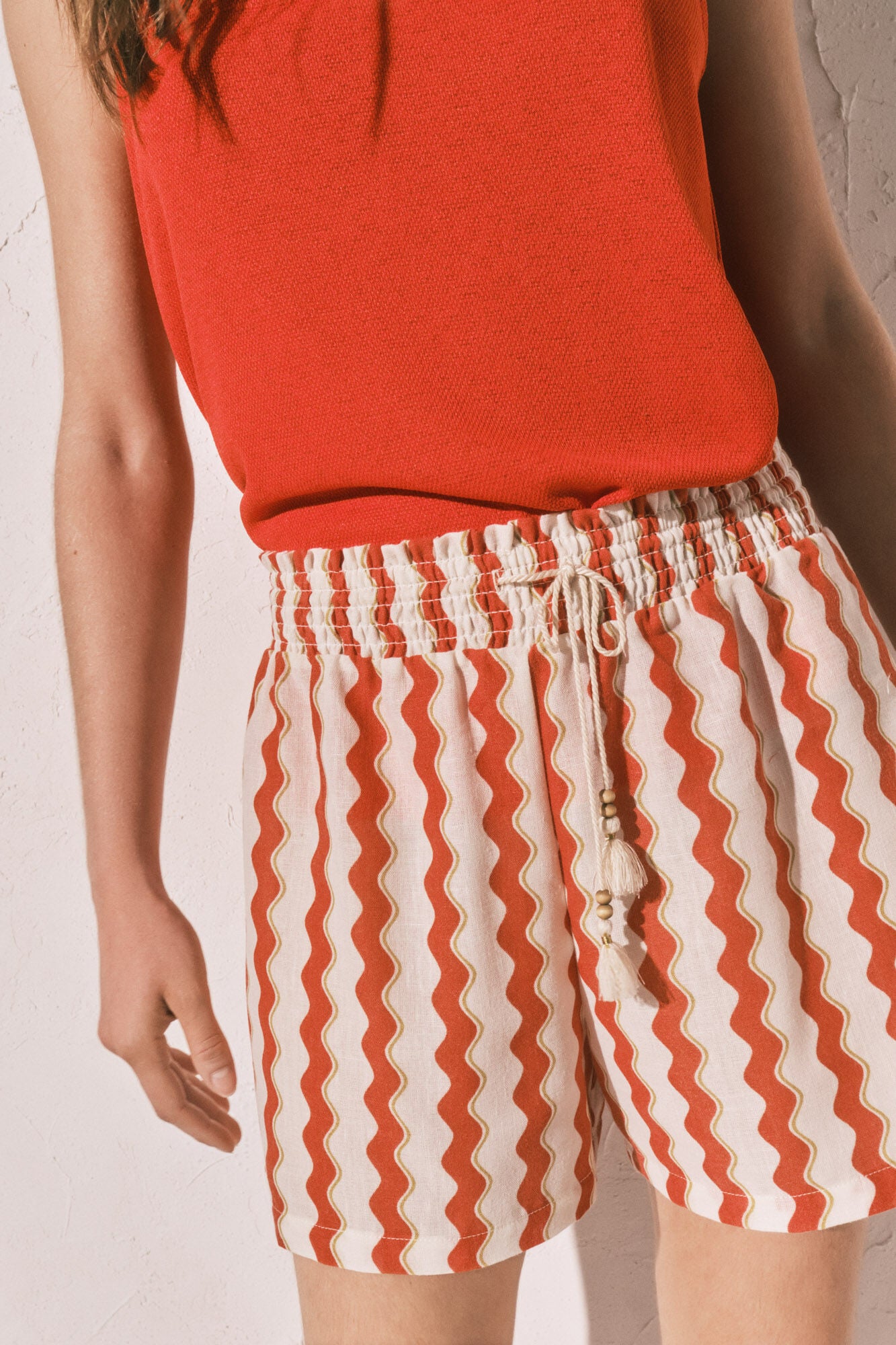 Red patterned shorts