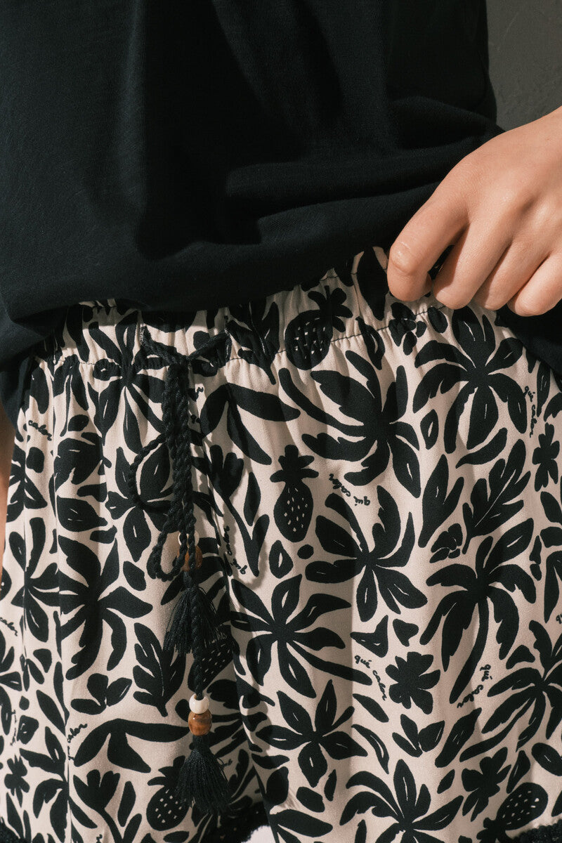 Black patterned shorts