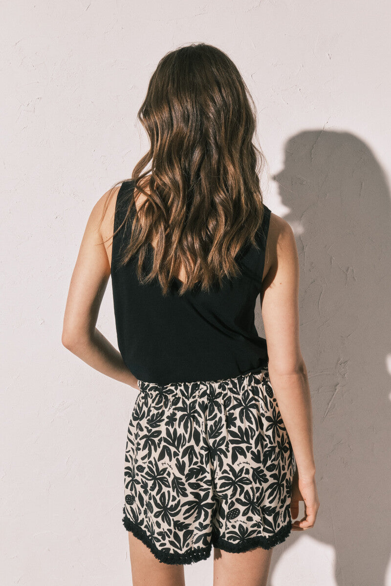 Black patterned shorts