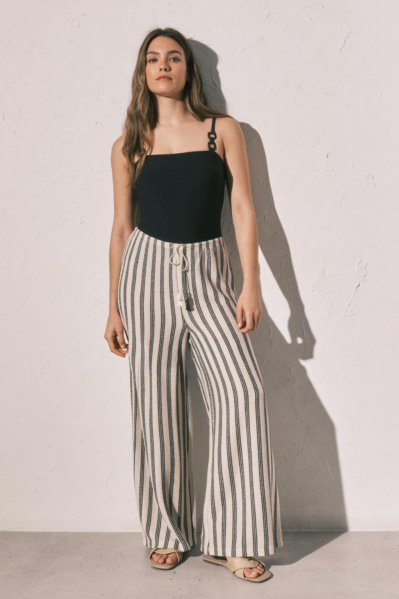 Striped long trousers