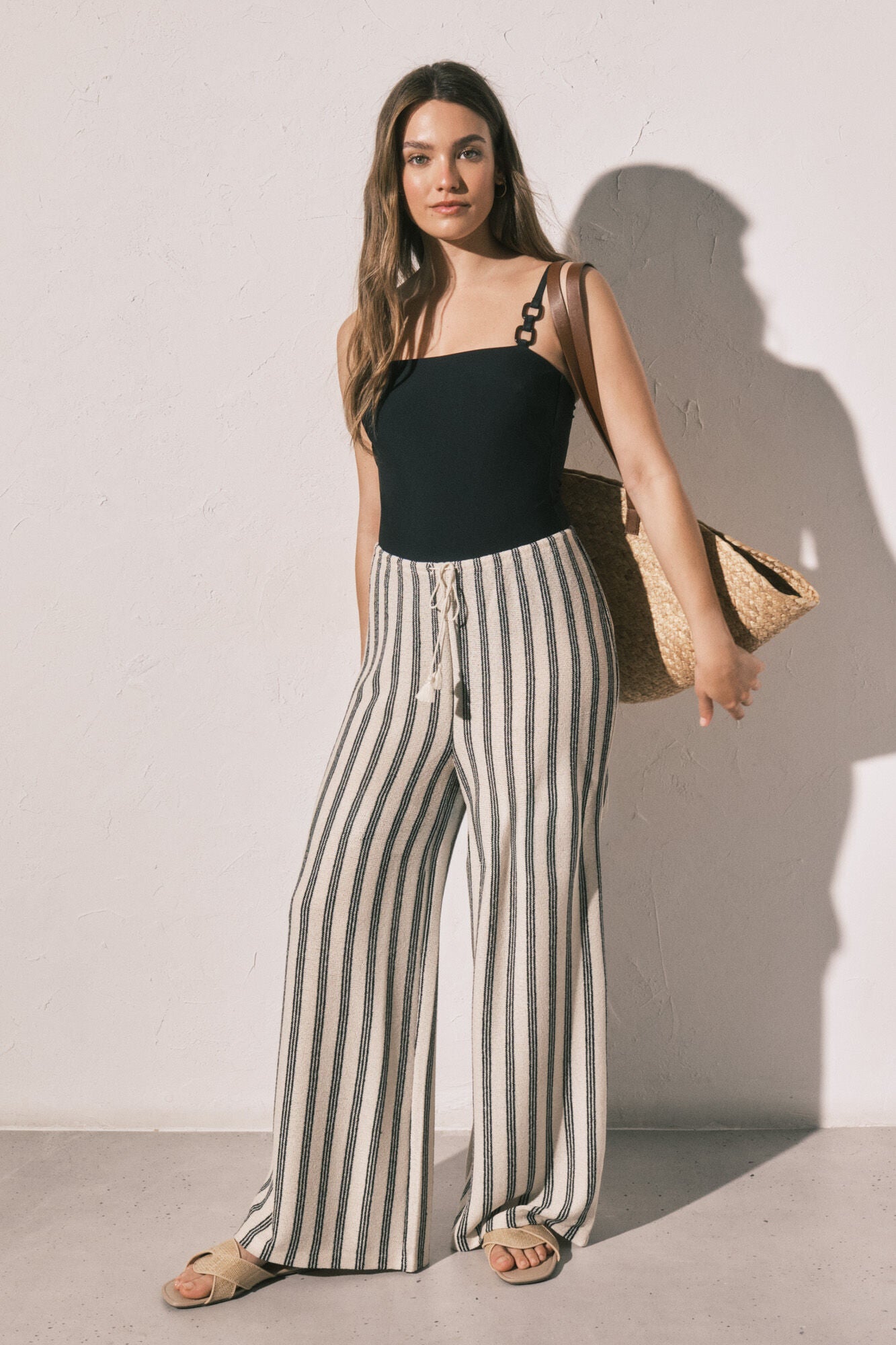 Striped long trousers