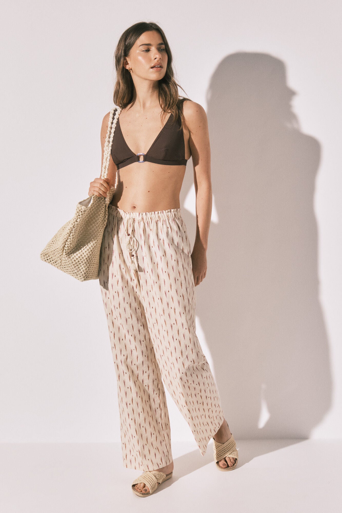 Ikat print long trousers
