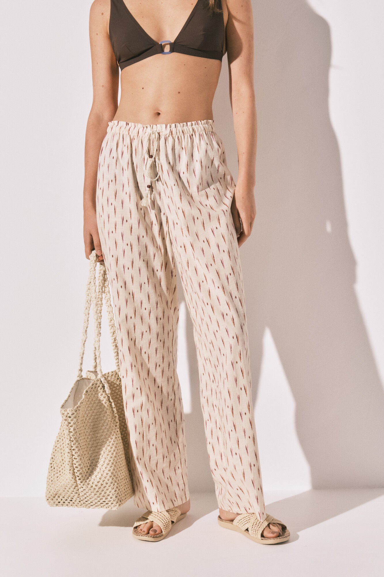 Ikat print long trousers
