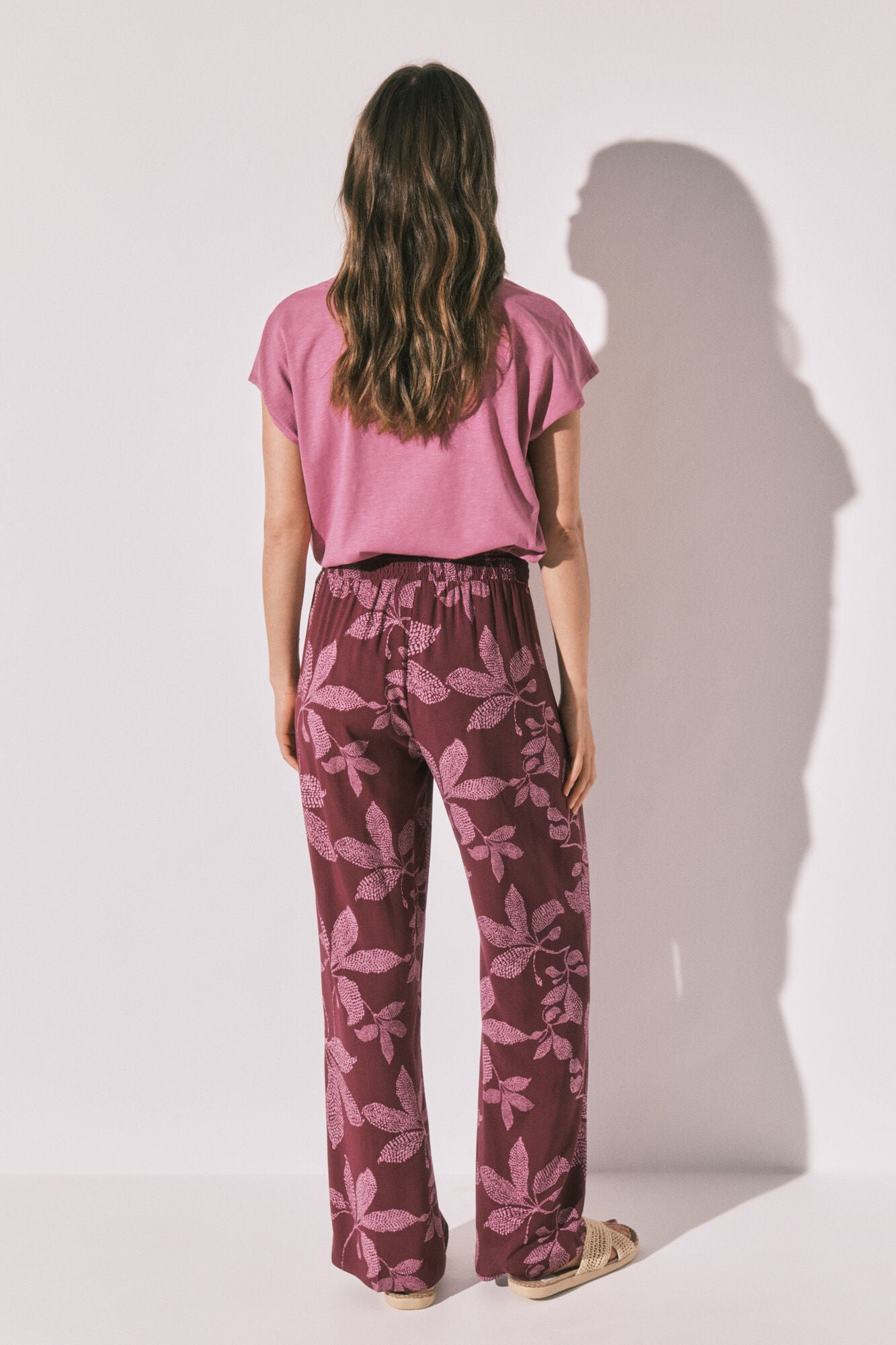 Floral print long trousers