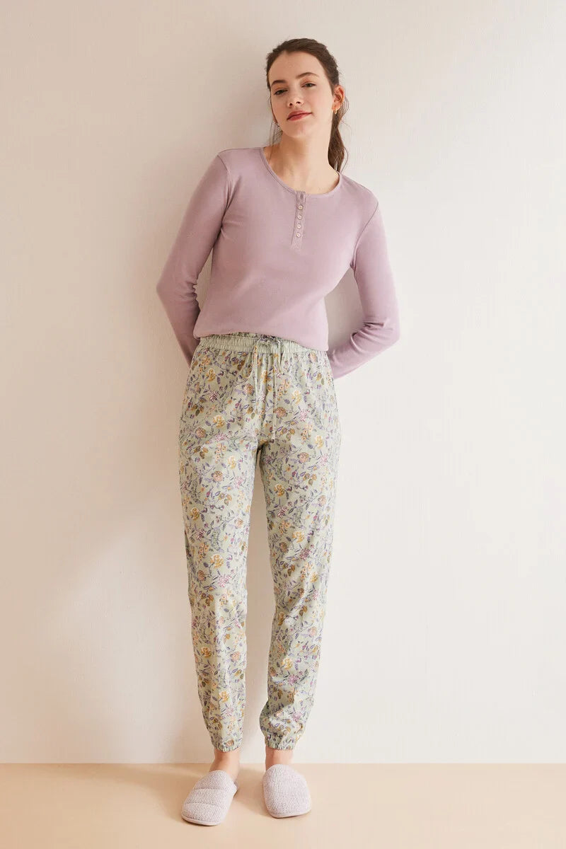 Skinny floral pajama pants
