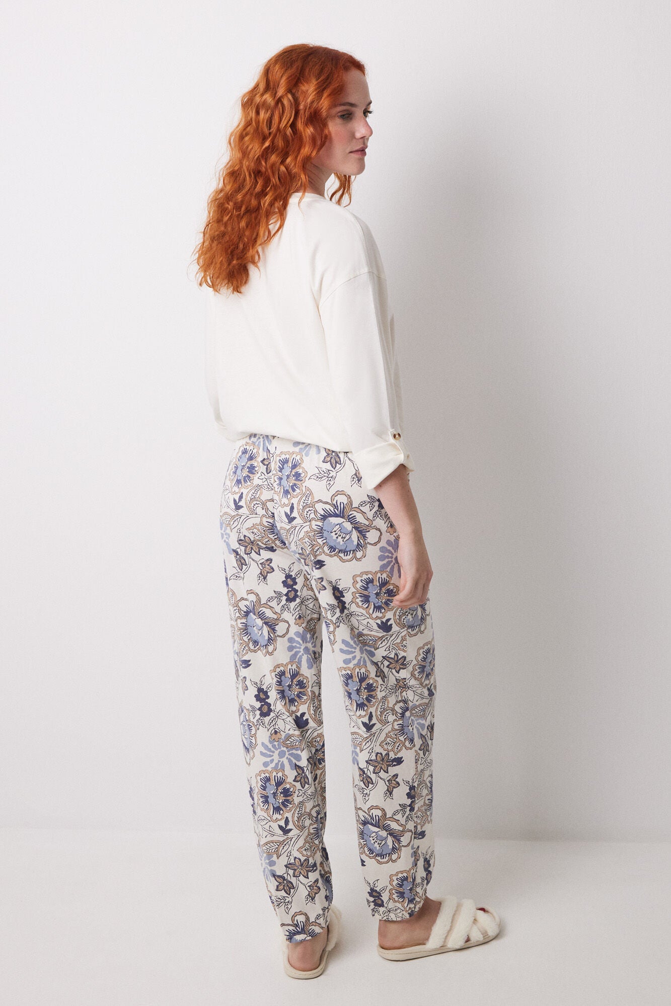 Long carrot trouser 100% cotton flowers